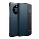 For Huawei Mate 40 Suteni Genuine Leather Side Window View Smart Phone Case(Blue) - 1