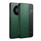 For Huawei Mate 40 Suteni Genuine Leather Side Window View Smart Phone Case(Green) - 1