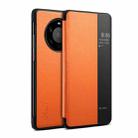 For Huawei Mate 40 Pro Suteni Genuine Leather Side Window View Smart Phone Case(Orange) - 1