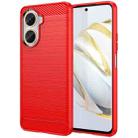 For Huawei Nova 10 SE 4G Brushed Texture Carbon Fiber TPU Phone Case(Red) - 1