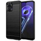 For Realme V20 5G Brushed Texture Carbon Fiber TPU Phone Case(Black) - 1