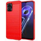 For Realme V20 5G Brushed Texture Carbon Fiber TPU Phone Case(Red) - 1