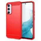 For Samsung Galaxy A54 5G Brushed Texture Carbon Fiber TPU Phone Case(Red) - 1