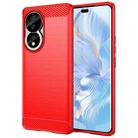 For Honor 80 5G Brushed Texture Carbon Fiber TPU Phone Case(Red) - 1