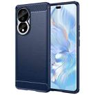 For Honor 80 5G Brushed Texture Carbon Fiber TPU Phone Case(Blue) - 1