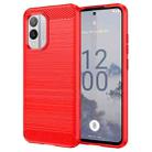 For Nokia X30 5G Brushed Texture Carbon Fiber TPU Phone Case(Red) - 1