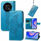 For Huawei nova Y90 Butterfly Love Flower Embossed Horizontal Flip Leather Case with Bracket / Card Slot / Wallet / Lanyard(Blue) - 1