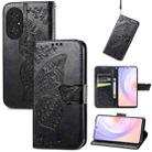 For Huawei Nova 9 SE Butterfly Love Flower Embossed Horizontal Flip Leather Case with Bracket / Card Slot / Wallet / Lanyard(Black) - 1