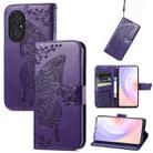 For Huawei Nova 9 SE Butterfly Love Flower Embossed Horizontal Flip Leather Case with Bracket / Card Slot / Wallet / Lanyard(Dark Purple) - 1