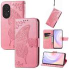 For Huawei Nova 9 SE Butterfly Love Flower Embossed Horizontal Flip Leather Case with Bracket / Card Slot / Wallet / Lanyard(Pink) - 1