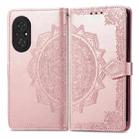 For Honor 50 SE / Huawei Nova 9 Se Mandala Flower Embossed Leather Phone Case(Rose Gold) - 2