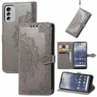 For Nokia G60 Mandala Flower Embossed Leather Phone Case(Gray) - 1