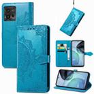 For Motorola Moto G72 Mandala Flower Embossed Leather Phone Case(Blue) - 1