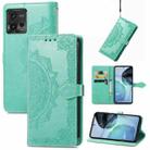 For Motorola Moto G72 Mandala Flower Embossed Leather Phone Case(Green) - 1