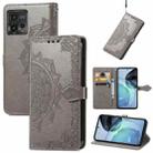 For Motorola Moto G72 Mandala Flower Embossed Leather Phone Case(Gray) - 1