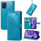 For Motorola Edge 30 Neo Mandala Flower Embossed Leather Phone Case(Blue) - 1