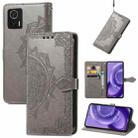 For Motorola Edge 30 Neo Mandala Flower Embossed Leather Phone Case(Gray) - 1
