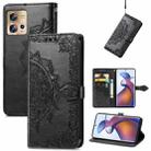 For Motorola Edge 30 Fusion Mandala Flower Embossed Leather Phone Case(Black) - 1