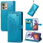 For Motorola Edge 30 Fusion Mandala Flower Embossed Leather Phone Case(Blue) - 1