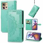 For Motorola Edge 30 Fusion Mandala Flower Embossed Leather Phone Case(Green) - 1