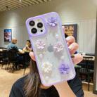 For iPhone 14 Pro Max 3D Bow Flowers Glitter Epoxy TPU Phone Case(Purple) - 1