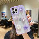 For iPhone 14 Plus 3D Bow Flowers Glitter Epoxy TPU Phone Case(Purple) - 1