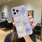 For iPhone 13 mini 3D Bow Flowers Glitter Epoxy TPU Phone Case(Purple) - 1