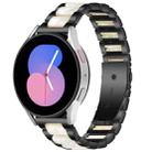 For Galaxy Watch 5 40 / 44mm Interbead Resin Metal Watch Band(Black White) - 1