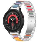 For Galaxy Watch 5 Pro 45mm Interbead Resin Metal Watch Band(Silver Rainbow) - 1