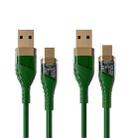 2pcs 4A USB to Type-C Transparent Fast Charging Data Cable, Length: 1m(Green) - 1