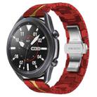 For Samsung Galaxy watch3 45mm Armor Stainless Steel Metal Watch Band(Red+Gold) - 1