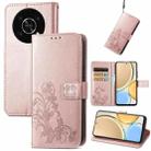 For Huawei Nova Y90 Four-leaf Clasp Embossed Leather Phone Case(Rose Gold) - 1