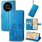 For Huawei Nova Y90 Four-leaf Clasp Embossed Leather Phone Case(Blue) - 1