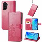 For Huawei Enjoy 50 / nova Y70 Four-leaf Clasp Embossed Leather Phone Case(Magenta) - 1