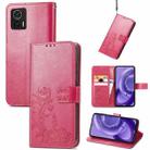 For Motorola Edge 30 Neo Four-leaf Clasp Embossed Leather Phone Case(Magenta) - 1