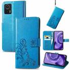 For Motorola Edge 30 Neo Four-leaf Clasp Embossed Leather Phone Case(Blue) - 1