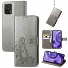 For Motorola Edge 30 Neo Four-leaf Clasp Embossed Leather Phone Case(Gray) - 1