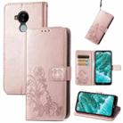 For Nokia C30 Four-leaf Clasp Embossed Leather Phone Case(Rose Gold) - 1