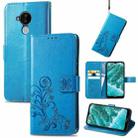 For Nokia C30 Four-leaf Clasp Embossed Leather Phone Case(Blue) - 1