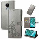 For Nokia C30 Four-leaf Clasp Embossed Leather Phone Case(Gray) - 1