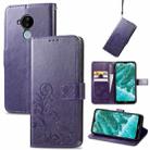 For Nokia C30 Four-leaf Clasp Embossed Leather Phone Case(Purple) - 1