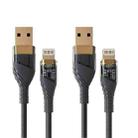 2pcs 2.4A USB to 8 Pin Transparent Fast Charging Data Cable, Length: 1m(Black) - 1