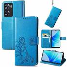 For OPPO A57 4G Four-leaf Clasp Embossed Buckle Leather Phone Case(Blue) - 1