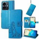 For vivo Y77 5G Global Four-leaf Clasp Embossed Buckle Leather Phone Case(Blue) - 1