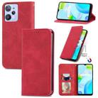 For Realme C31 Retro Skin Feel Magnetic Flip Leather Phone Case(Red) - 1