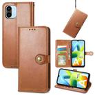 For Xiaomi Redmi A1 Retro Solid Color Buckle Leather Phone Case(Brown) - 1