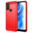 For Motorola Moto G Power 2020 Brushed Texture Carbon Fiber TPU Phone Case(Red) - 1