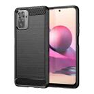 For Xiaomi Poco M5s Brushed Texture Carbon Fiber TPU Phone Case(Black) - 1