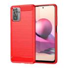 For Xiaomi Poco M5s Brushed Texture Carbon Fiber TPU Phone Case(Red) - 1