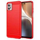 For Motorola Moto G32 Brushed Texture Carbon Fiber TPU Phone Case(Red) - 1